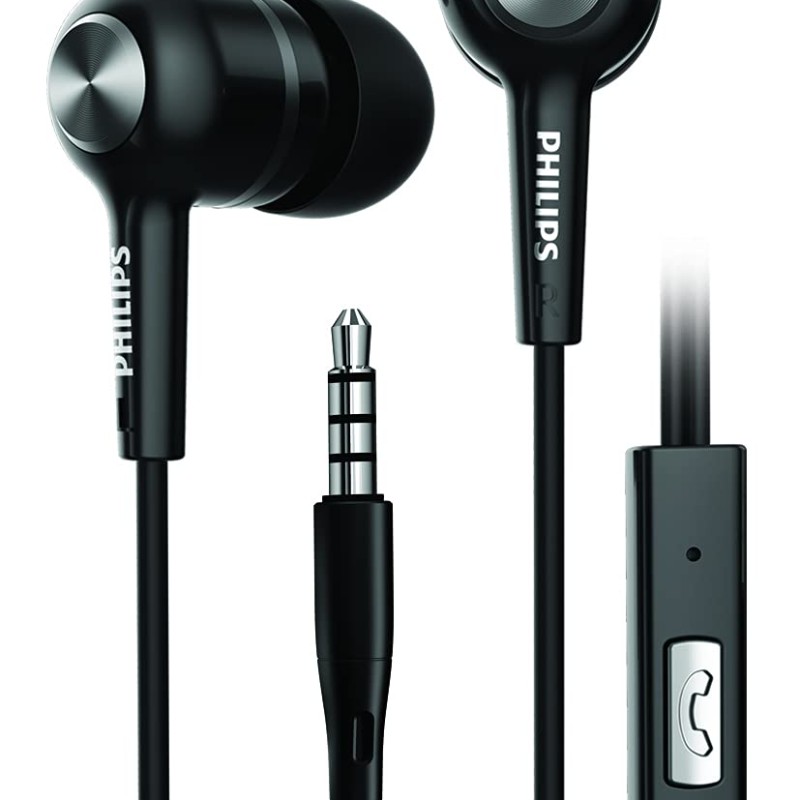 Philips Audio SHE1505 Wired in Ear Earphones with Mic (Black)